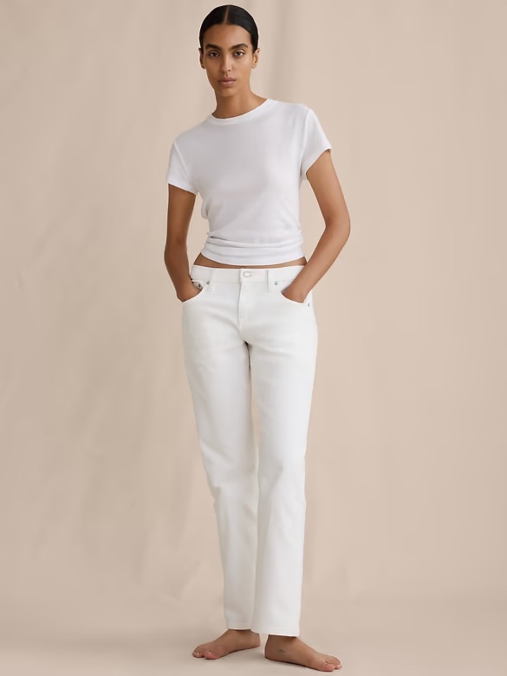 Women's Straight-Leg Jeans in White banana republic 25